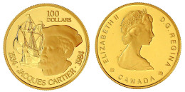 100 Dollars 1984, Jacques Cartier. 16,97 G. 917/1000. In Originaletui Mit Zertifikat. Polierte Platte. Krause/Mishler 14 - Canada