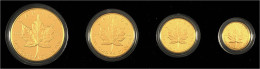 Gold Maple Leaf Jubiläumsset 1989. 4 Stück: 1 Unze Feingold, 1/2 Unze Feingold, 1/4 Unze Feingold Und 1/10 Unze Feingold - Canada