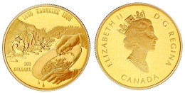 100 Dollars 1996. 100. Jahrestag Des Goldrausches Am Klondike. 13,34 G. 583/1000. Im Originaletui Mit Zertifikat. Polier - Canada