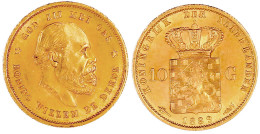 10 Gulden 1889. 6,72 G. 900/1000. Fast Stempelglanz, Prachtexemplar. Krause/Mishler 106. Friedberg 342. - Other & Unclassified