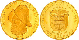 100 Balboas 1975. 500. Geburtstag Balboas. 8,16 G. 900/1000. Polierte Platte. Krause/Mishler 41. - Panama