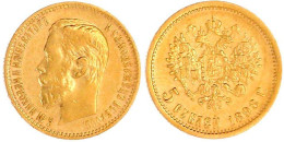 5 Rubel 1898, St. Petersburg. 4,30 G. 900/1000. Fast Vorzüglich. Bitkin 20. Friedberg 180. - Rusia