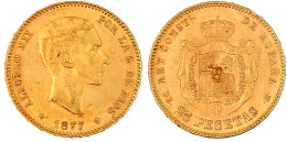 25 Pesetas 1877 (77) D-EM. 8,06 G. 900/1000. Gutes Vorzüglich. Krause/Mishler 673. Friedberg 342. - Sonstige & Ohne Zuordnung