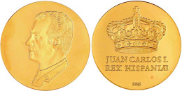 Feingoldmedaille Auf Die Krönung Juan Carlos 1975. Brb. N.l./Krone. 34,5 Mm, 15,54 G. Polierte Platte - Other & Unclassified
