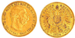 10 Kronen 1909, Typ 'Schwartz'. 3,39 G. 900/1000. Fast Vorzüglich, Kratzer. Herinek 388. - Monedas En Oro