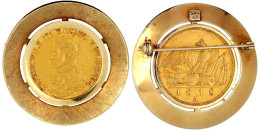 Friedrichs D'or 1818 A. Berlin. In Brosche Gelbgold 585/1000 Eingeklemmt. Gesamtgewicht 14,18 G. Gutes Sehr Schön. Jaege - Andere & Zonder Classificatie