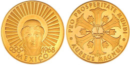 Goldmedaille Zu 5 Dukaten 1968. Zur Olympiade In Mexiko. Antiker-Kopf Mit Strahlen, Links Olympische Ringe/Wert Im Sechs - Unclassified