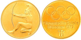 Goldmedaille 1972 Auf Die Olympiade München. Bogenschütze/Olympische Ringe. 33 Mm, 24,19 G. 980/1000. Fast Stempelglanz, - Non Classés