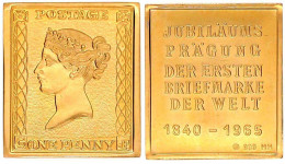 Briefmarken-Prägung In 900/1000 Gold O.J. (ca. 1975). GB Black Penny. 7,01 G. Stempelglanz - Ohne Zuordnung