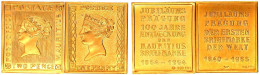 2 Briefmarken-Prägungen In 900/1000 Gold O.J. (ca. 1975). Blaue Mauritius Und GB Black Penny. Zusammen 13,74 G. Alle Ste - Zonder Classificatie