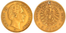 5 Mark 1877 D. Sehr Schön, Henkelspur. Jaeger 195. - 2, 3 & 5 Mark Silber