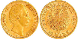 20 Mark 1876 D. Sehr Schön, Kl. Druckstelle. Jaeger 197. - 2, 3 & 5 Mark Plata