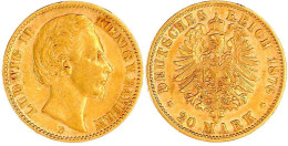 20 Mark 1876 D. Sehr Schön, Kl. Druckstelle. Jaeger 197. - 2, 3 & 5 Mark Silber