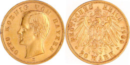 20 Mark 1900 D. Vorzüglich/Stempelglanz, Kl. Randfehler. Jaeger 200. - 2, 3 & 5 Mark Zilver