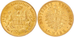 10 Mark 1888 J. Vorzüglich/Stempelglanz, Winz. Randfehler. Jaeger 209. - 2, 3 & 5 Mark Argento