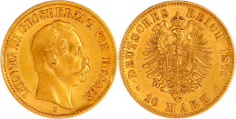 10 Mark 1876 H. Sehr Schön/vorzüglich. Jaeger 216. - 2, 3 & 5 Mark Zilver