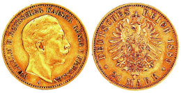 20 Mark 1889 A. Sehr Schön, Kl. Randfehler. Jaeger 250. - 2, 3 & 5 Mark Plata