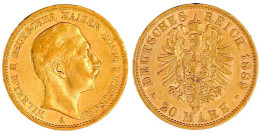 20 Mark 1889 A. Sehr Schön, Winz. Randfehler. Jaeger 250. - 2, 3 & 5 Mark Silber