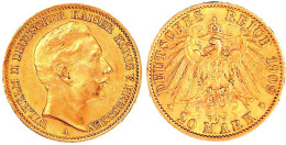 20 Mark 1909 A. Vorzüglich, Kl. Randfehler. Jaeger 252. - 2, 3 & 5 Mark Silver