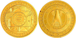 100 Euro 2002 F, Währungsunion. 1/2 Unze Feingold. In Kapsel Mit Zertifikat. Stempelglanz. Jaeger 493. - Duitsland