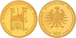 100 Euro 2003 F, Quedlinburg. 1/2 Unze Feingold. In Kapsel Mit Zertifikat. Stempelglanz. Jaeger 502. - Germania