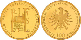 100 Euro 2003 F, Quedlinburg. 1/2 Unze Feingold. In Kapsel Mit Zertifikat. Stempelglanz. Jaeger 502. - Germany