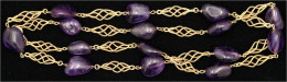 Collier, Gelbgold 333/1000 Mit 15 Amethysten. Länge Ca. 60 Cm. 27,75 G - Sonstige & Ohne Zuordnung