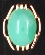 Damenring Gelbgold 585/1000 Mit Großem Ovalem Jadestein. Ringgröße 17. 5,98 G - Altri & Non Classificati