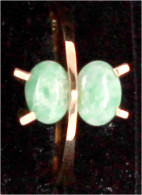 Damenring Gelbgold 585/1000 Mit 2 Ovalen Jadesteinen. Ringgröße 18. 4,44 G - Autres & Non Classés