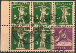 Schweiz Suisse 1933: ZDR-Block / Se-Tenant Zu Z16y Oder Z17y Mi W6x S21x Stempel ZOLLIKON 8.I.35 (Zumstein CHF 35.00) - Se-Tenant