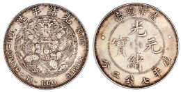 Dollar (Yuan) O.J. (1908), Tai Ching Ti Kuo (Tientsin). 26,85 G. Vorzüglich/Stempelglanz, Etwas Berieben. Lin Gwo Ming 1 - China