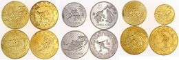 12 Münzen Aus 1980: 8 X 1 Yuan Messing Div. Motive, Nationales Olympisches Komitee Für China (4) Und Olymp. Winterspiele - Cina