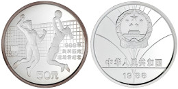 50 Yuan 5 Unzen Silbermünze 1988. Olympiade/Volleyball. Im Etui Und In Kapsel. Polierte Platte. Krause/Mishler 205. Schö - Cina