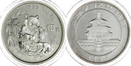 10 Yuan Panda Silber (1 Unze) 1996. Panda Mit Jungtier. Large Date. In Kapsel, Verschweißt. Stempelglanz. Krause/Mishler - Cina