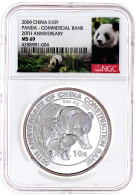 10 Yuan Silber (1 Unze) 2004. Pandamutter Bei Der Liebkosung Ihres Nachwuchses. Mit Gedenkumschrift "50 Jahre China Cons - Cina