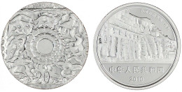 20 Yuan Silber (2 Unzen) 2010. Chinesische Höhlenmalerei. Grotten Von Yungang. Lotusblüte Im Kreis Von Apsaren. In Origi - China