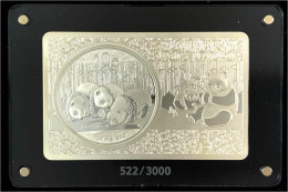 Set 30 Jahre Silberpandas 2013. 10 Yuan Panda (1 Unze) Eingelegt In Ein 2 Unzen Feinsilberbarren. In Originalschatulle M - Cina