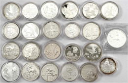 23 Silbergedenkmünzen Aus 1982 Bis 2005. 11 X 5 Yuan, 11 X 10 Yuan Und 1 X 25 Yuan, Meist Persönlichkeiten, Sportmotive  - China