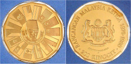 200 Ringgit GOLD 1976 Dritter 5-Jahresplan. 7,3 G. 900/1000. In Originalmappe (mittig 3/4 Eingerissen) Mit Zertifikat. P - Malaysia