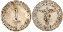 1 Peso 1922 Der Culion Leprakolonie. Gegenstempel PHM. Sehr Schön, Kratzer. Krause/Mishler 16. - Filippijnen