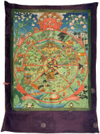 Seiden-Tanka Mit Darstellung Des Samsara (संसार), Dem Rad Der Wiedergeburt. 53 X 77 Cm - Sonstige – Asien