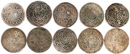 10 Silbermünzen: 9 X Tanka Tibet, 1 X Mohar Nepal. Sehr Schön - Autres – Asie