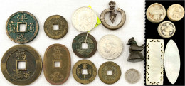 17 Stück: China Bronzegussamulett, Hong Wu 5 Cash, Xi Ning 2 Cash, 3 Versch. 10 Cash Der Qing-Zeit, Kwang-Tung 10 Cents, - Altri – Asia