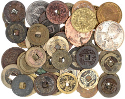 50 Stück: 38 Chines. Cashmünzen, 2 X Korea, 1 X Japan, 1 X Vietnam/Annam, Thailand Kupfermünze, 7 Medaillen (nicht Alle  - Sonstige – Asien