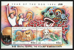 Weihnachtsinsel 1994 - Mi-Nr. Block 8 II ** - MNH - Hunde / Dogs - Hongkong - Christmaseiland