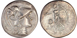 Tetradrachme 205/100 V. Chr. Kopf Der Athena Mit Korinthischem Helm R., Seleukidischer Gegenstempel Anker/ΔEI. Nike Geht - Greek