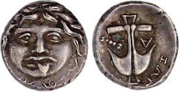 Drachme 4. Jh. V. Chr. Gorgoneion/Anker, Links A, Rechts Languste. 2,84 G. Fast Vorzüglich. SNG BM 160-1. - Griechische Münzen