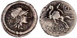 Denar 113/112 V. Chr. ROMA X. Behelmter Romakopf R. Im Torques/TORQVA EX SC Q. Krieger Zu Pferd Mit Schild L. 3,87 G. Se - Other & Unclassified