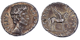 Denar 19 V. Chr. CAESAR AVGUSTVS. Kopf R./P PETRON TVRPILIAN III VIR. Pegasus R. 3,70 G. Vorzüglich, Felder Altgeglättet - Sonstige & Ohne Zuordnung