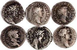 6 Denare Der Adoptivkaiser: Trajan, Hadrian, Antoninus Pius, Marc Aurel (mit Und Ohne Lorbeerkranz), Commodus. Schön Bis - Otros & Sin Clasificación